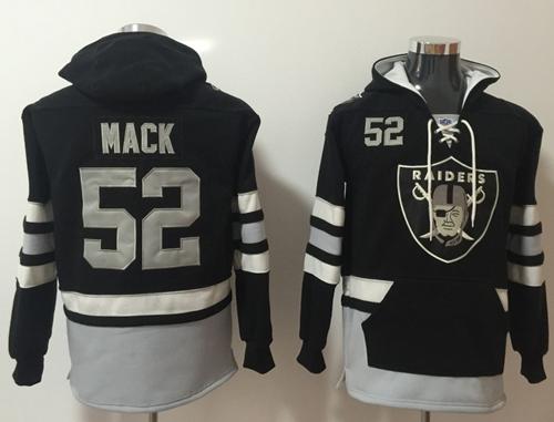 Nike Raiders #52 Khalil Mack Black/Grey Name & Number Pullover NFL Hoodie